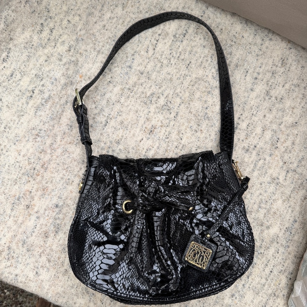 Carlos Falchi black Python Snakeskin shoulder Bag
